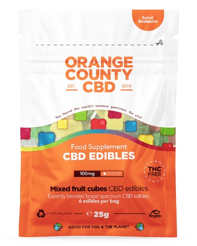 Orange County CBD Gummy Cubes Fun Size Bag 100mg