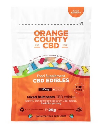 Orange County CBD Gummy Bears Fun Size Bag 100mg