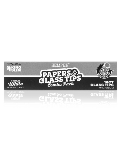 Hemper King Size Papers + Glass Tips 7mm | White Rolling Papers image 1
