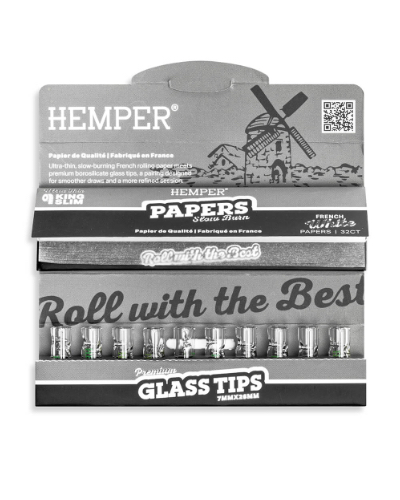 Hemper King Size Papers + Glass Tips 7mm | White Rolling Papers image 3