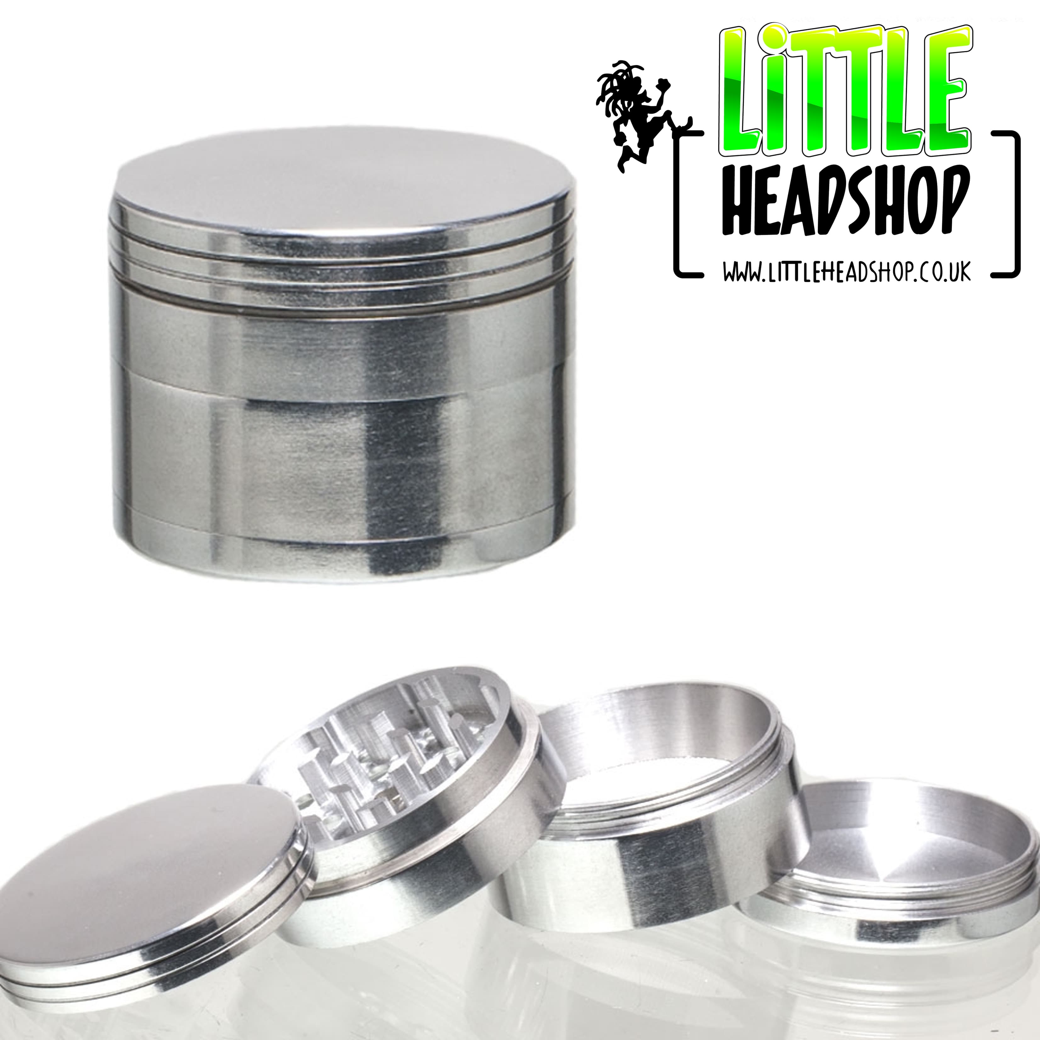 Plain 4 Piece Metal Grinder 50mm Little Head Shop